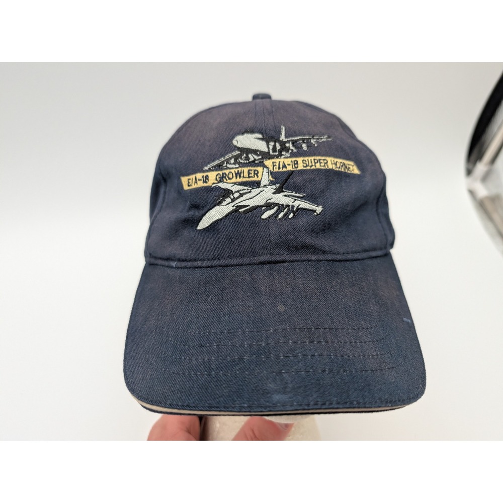 KC Caps Navy EA-18 Growler F/A-18 Super Hornet Embroidered Strapback Hat